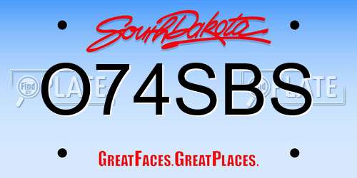 O74SBS South Dakota License Plate
