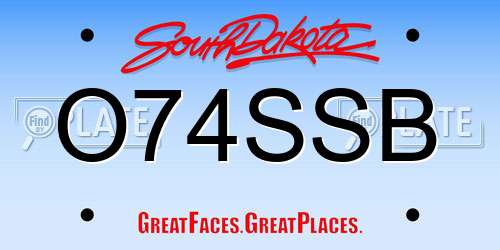 O74SSB South Dakota License Plate