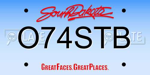 O74STB South Dakota License Plate