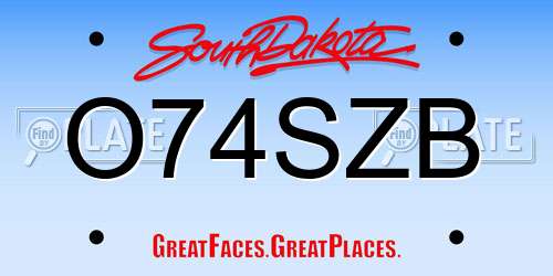 O74SZB South Dakota License Plate