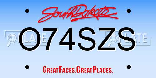 O74SZS South Dakota License Plate