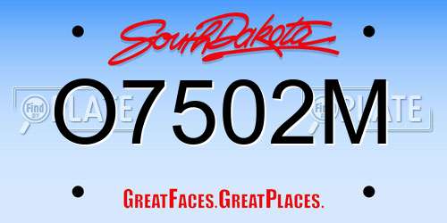 O7502M South Dakota License Plate