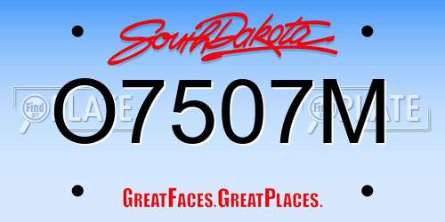 O7507M South Dakota License Plate
