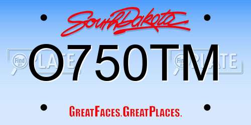 O750TM South Dakota License Plate