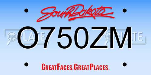 O750ZM South Dakota License Plate