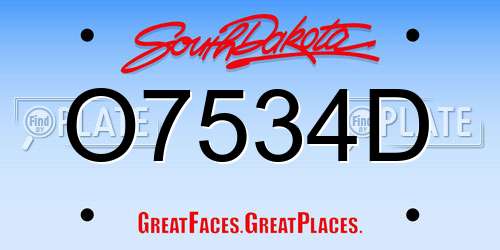 O7534D South Dakota License Plate