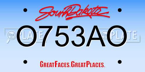 O753AO South Dakota License Plate