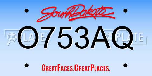 O753AQ South Dakota License Plate