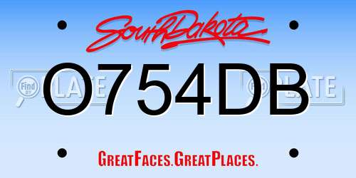 O754DB South Dakota License Plate