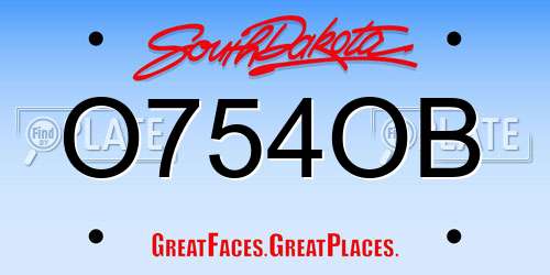 O754OB South Dakota License Plate