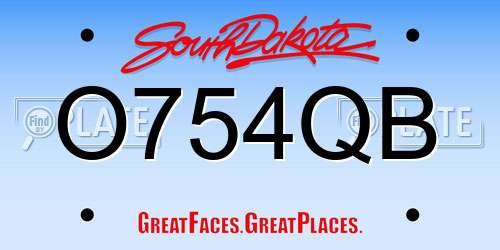 O754QB South Dakota License Plate