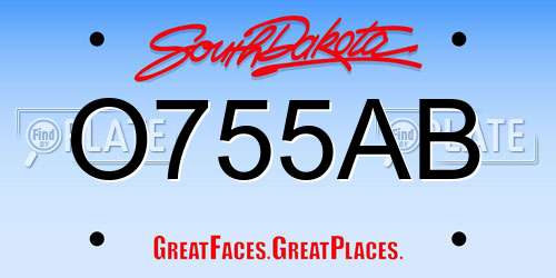O755AB South Dakota License Plate