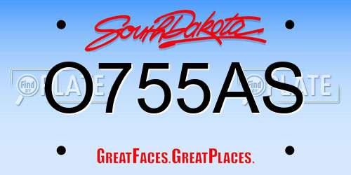 O755AS South Dakota License Plate