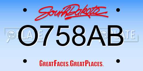 O758AB South Dakota License Plate