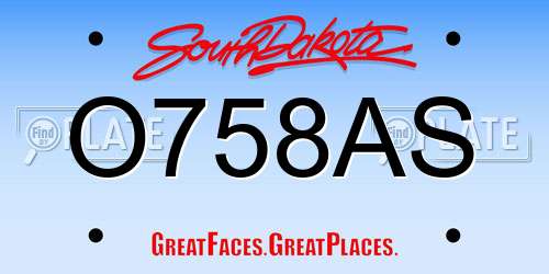 O758AS South Dakota License Plate