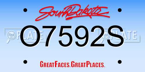 O7592S South Dakota License Plate
