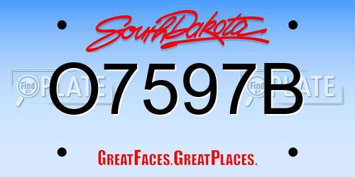 O7597B South Dakota License Plate