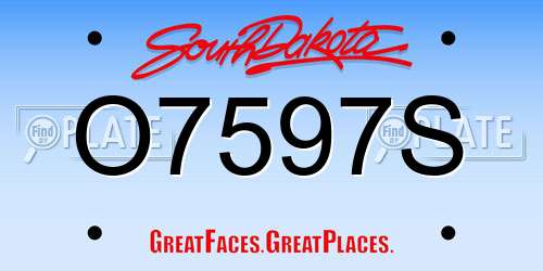 O7597S South Dakota License Plate