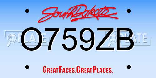 O759ZB South Dakota License Plate