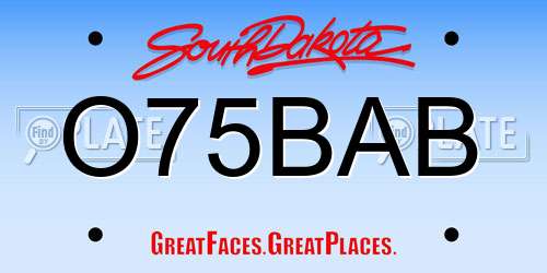 O75BAB South Dakota License Plate