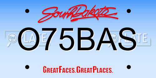 O75BAS South Dakota License Plate