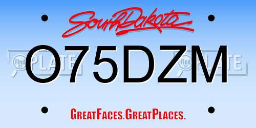 O75DZM South Dakota License Plate