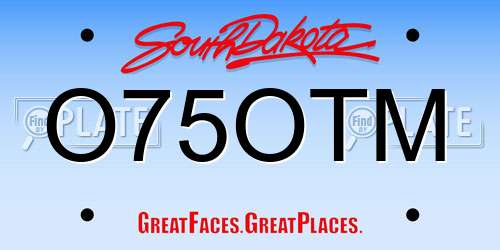 O75OTM South Dakota License Plate