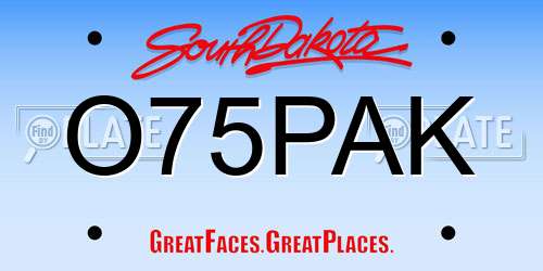 O75PAK South Dakota License Plate