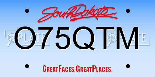 O75QTM South Dakota License Plate