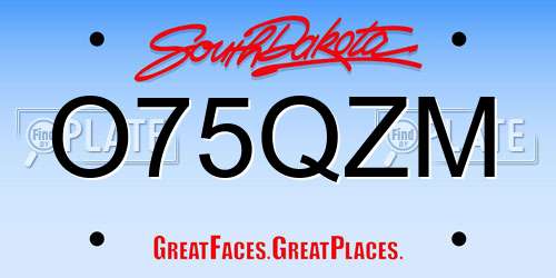 O75QZM South Dakota License Plate