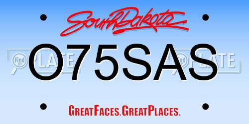 O75SAS South Dakota License Plate