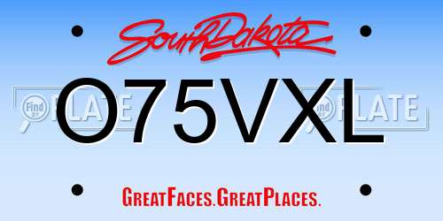 O75VXL South Dakota License Plate