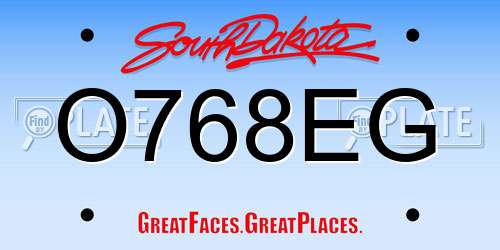 O768EG South Dakota License Plate