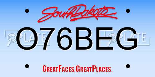 O76BEG South Dakota License Plate