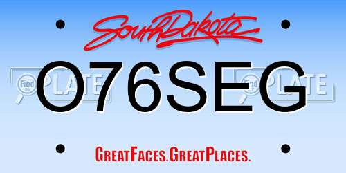 O76SEG South Dakota License Plate