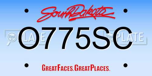 O775SC South Dakota License Plate