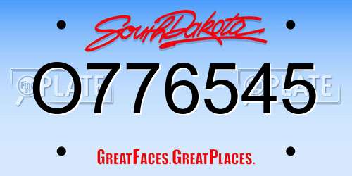 O776545 South Dakota License Plate