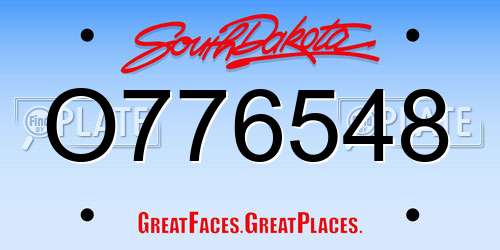 O776548 South Dakota License Plate
