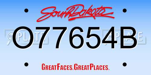 O77654B South Dakota License Plate