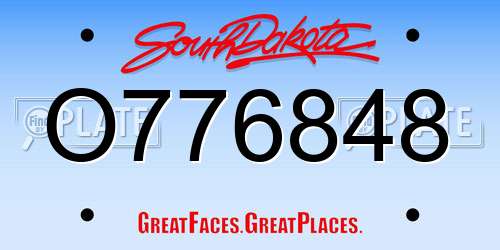 O776848 South Dakota License Plate