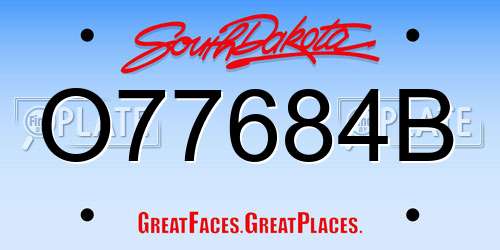 O77684B South Dakota License Plate