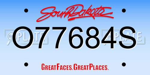 O77684S South Dakota License Plate