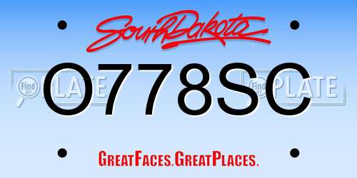 O778SC South Dakota License Plate