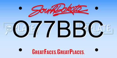 O77BBC South Dakota License Plate