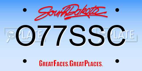 O77SSC South Dakota License Plate