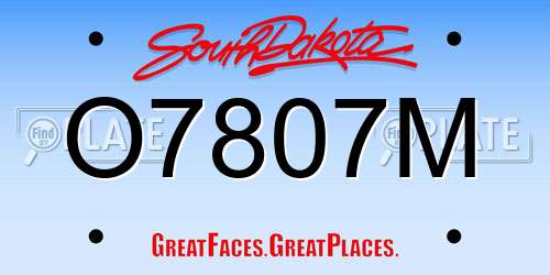 O7807M South Dakota License Plate