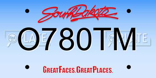 O780TM South Dakota License Plate