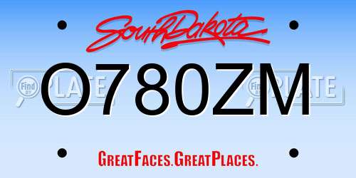 O780ZM South Dakota License Plate