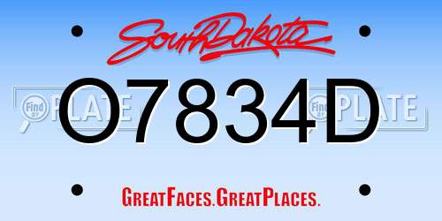 O7834D South Dakota License Plate