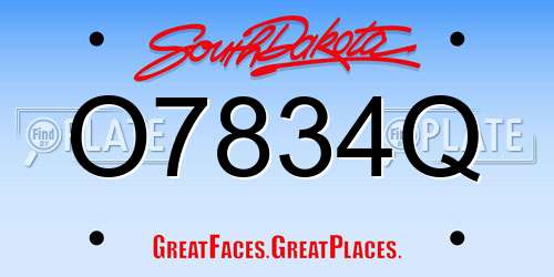 O7834Q South Dakota License Plate